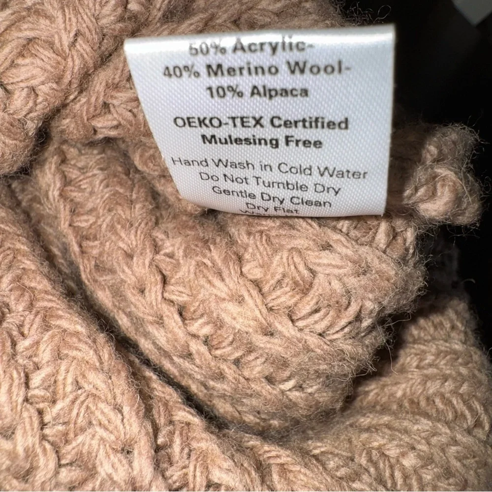 Far Afield Hamish Ribbed Knit Sweater Cornstalk Tan Wool Alpaca Size Small 1